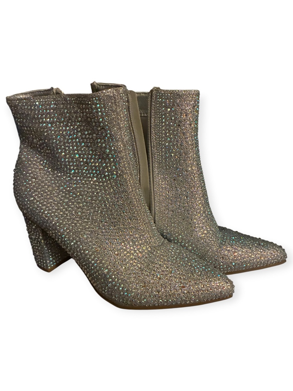Forever US 7 Rhinestone Bling Embellished Pointed Toe Ankle Booties ICEBERG-12 - Picture 4 of 14
